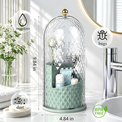 Toothbrush Holder with Cover for Bathroom Countertop, Organizer, White | Rotating 3 Slot Holder for Electric Toothbrushes, Toothpaste, Self Draining Vanity Organizer, Makeup Brush Storage