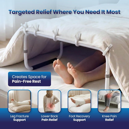 VEXEL Blanket Lifter for Feet, Adjustable Blanket Support Bar for Foot of Bed, Metal Foot Cradle for Neuropathy, Surgery Recovery & Arthritis Relief, Includes 8 Bed Sheet Clips & 2 Anti-Slip Mats