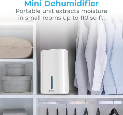 Pure Enrichment PureDry Mini Dehumidifier - 27oz Compact Water Tank Eliminates 300ml/day of Excess Moisture from Closets, Bathrooms, Boats, Kitchens, and Other Small Rooms and Living Spaces