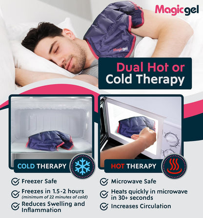 Magic Gel Ice Pack | Reusable, Flexible & Long Lasting for Rotator Cuff Injuries, Bursitis and Swelling | Hot or Cold Therapy Compression Wrap for Left or Right Shoulder