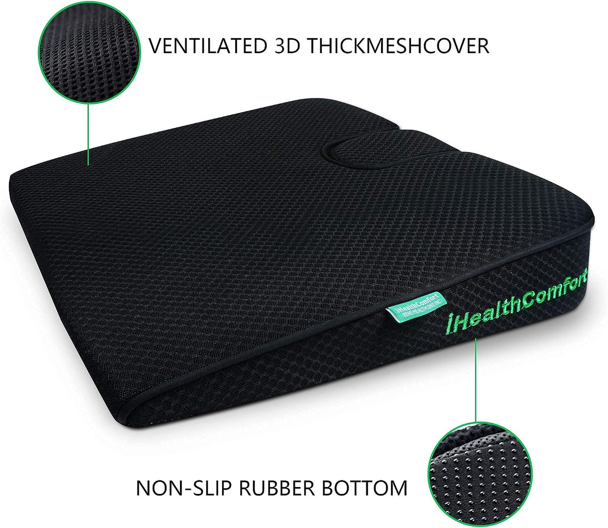 Wedge Seat Cushion Orthopedic Coccyx Tailbone Pain Relief Cushion, Memory Foam Ergonomic Wedge Pillow for Office Chair, Driving, Wheelchair, Gaming Non-Slip Bottom with Portable Handle