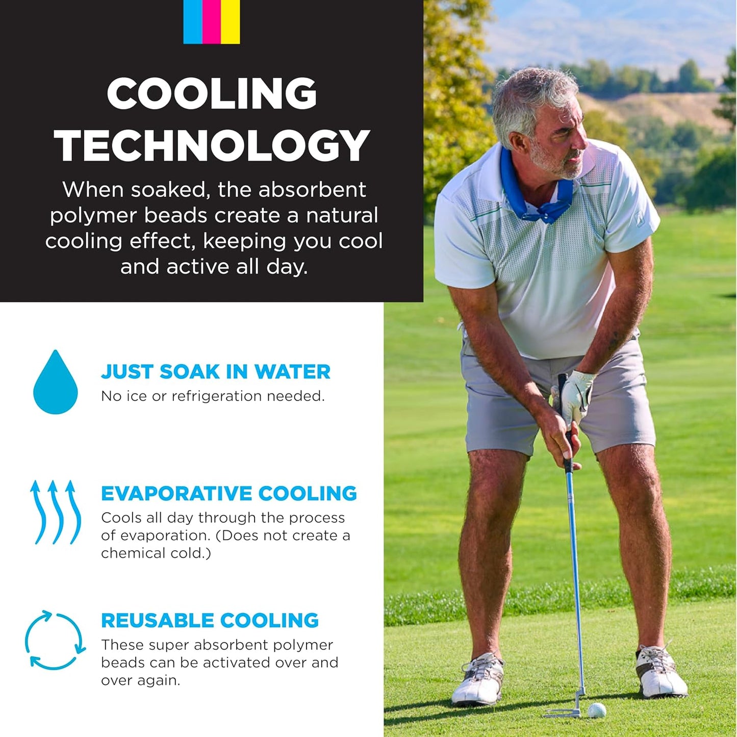 KOOLGATOR Evaporative Cooling Neck Wrap, Blue Paisley, 1 Pack | Reusable Neck Cooler with Long Lasting Relief During Hot Weather Activities, Sports, & Outdoor Work