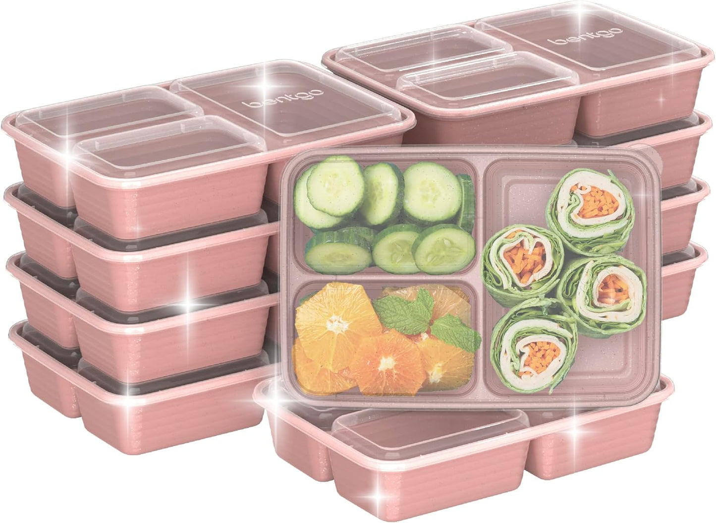 Bentgo Prep 3-Compartment Meal Prep Containers with Lids, 20 Piece Set | 4-Cup Capacity, Portion Control, Stackable, Microwave, Freezer & Dishwasher-Safe, PFAS & BPA-Free (Navy Blue)