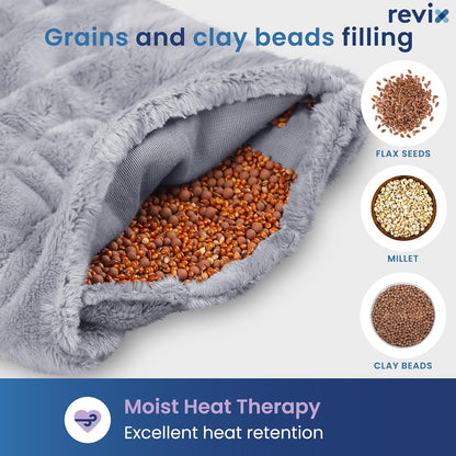 REVIX Shoulder Heating Pad Microwavable for Rotator Cuff, Moist Heat, Gray