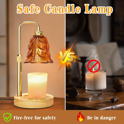 XJZJY Pink Flower Candle Warmer Lamp with Timer, Birthday Gifts for Women