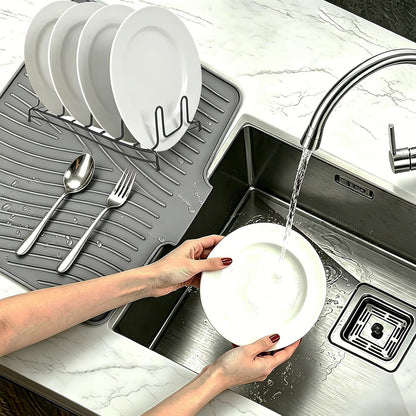 Kitchen Sink Splash Guard Gen2-30" x 6'' Silicone Sink Mat Splash Guard fit for Countertop, Bathroom,Farmhouse,RV by EBIGIC (Grey)