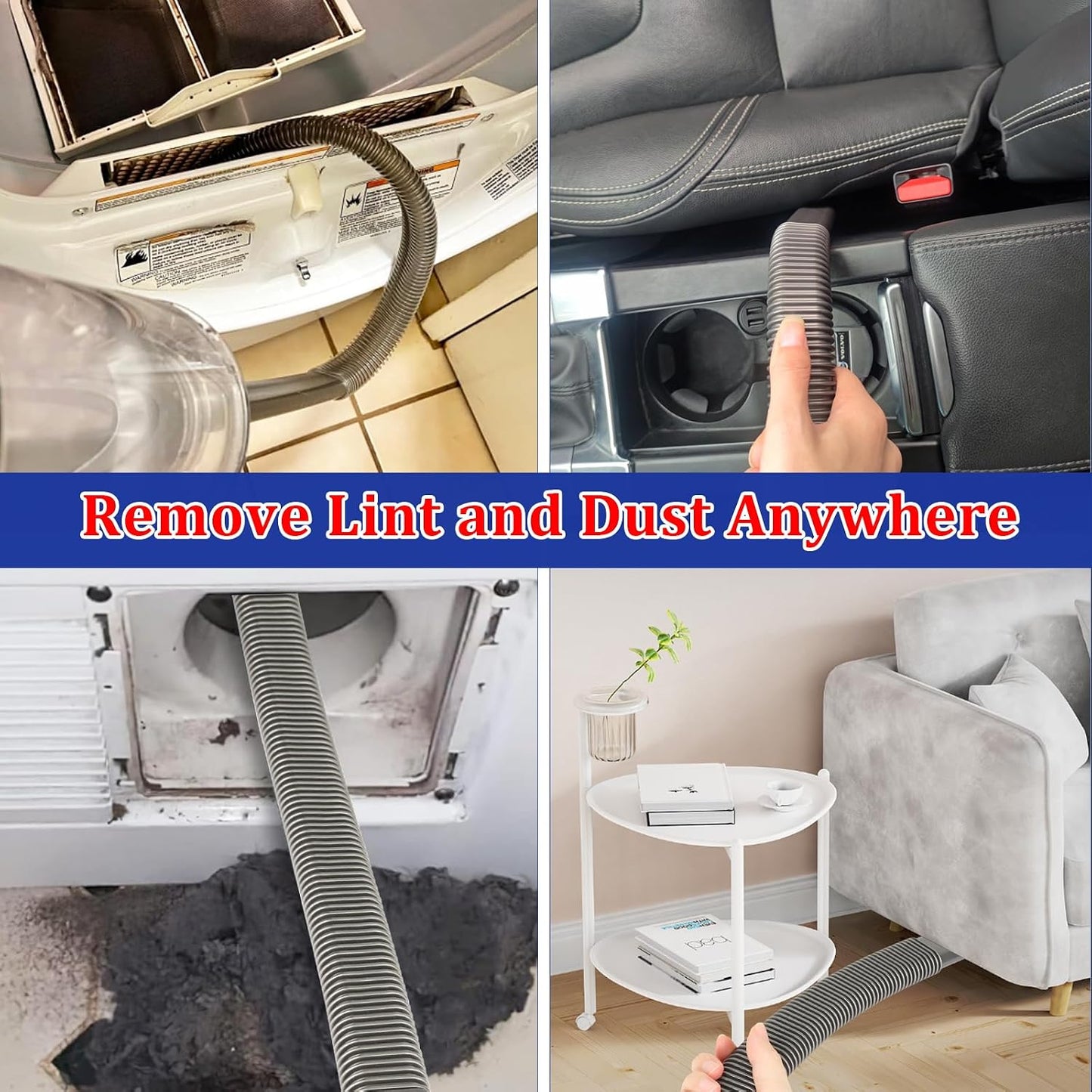 Dryer Vent Lint Vacuum Atttachments and Crevice Tool for Dyson | Gen 5 V15 V15s V12 V11 V10 V9 V8 V7 Detect Outsize Slim Absolute Cyclone Vacuum Dryer Lint Flexible Remove Tool Cleaner Kit