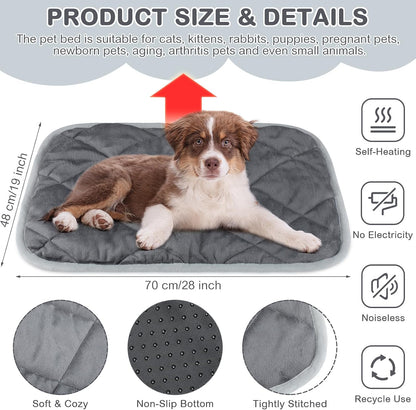 2 Pack Self Heating Cat Mat Self Warming Pet Pads Washable Kennel Mat Dog Crate Pad Reflects Body Heat Non Skid Cat Thermal Pads for Puppy Indoor Outdoor(Black,16 x 20 Inches)