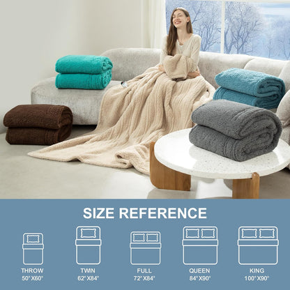 Heated Throw Blanket 50"X60", Soft Sherpa, 4 hrs Auto Shut Off