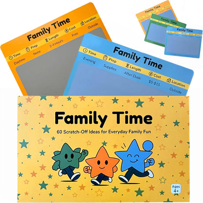 Family Time 60 Scratch-Off Activity Cards with Day & Night Markers – Fun Family Games for Kids & Parents – Screen-Free Adventure Ideas & Unique Gift for Christmas,Birthday,Stocking Stuffers & Holidays