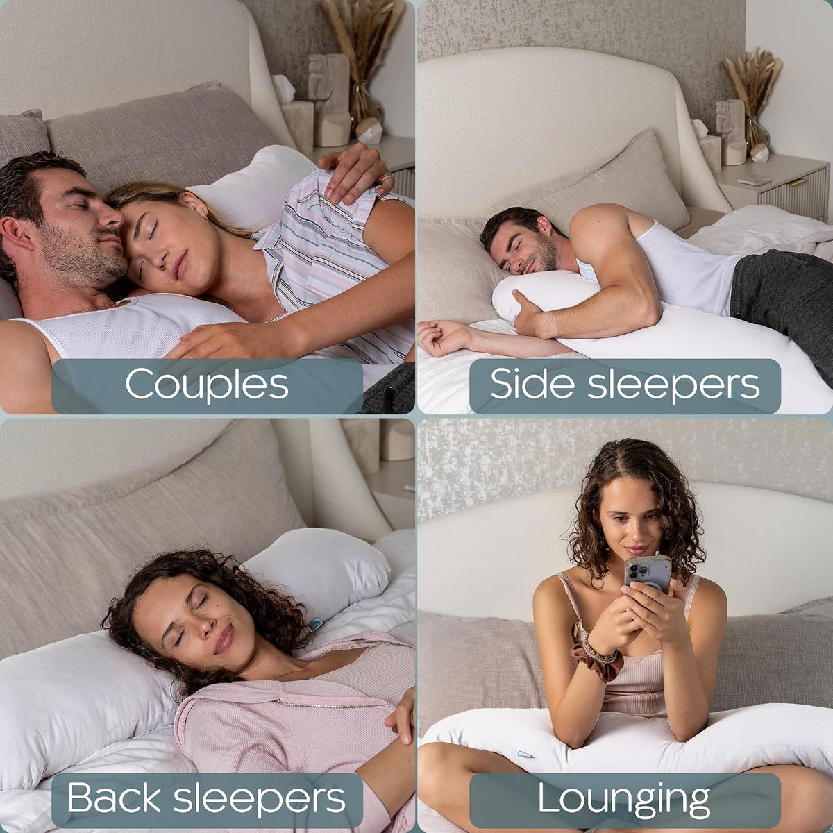 SleepCloud Weighted Body Pillow 6.5lbs, Cooling Tencel Cover, 41” x 10”