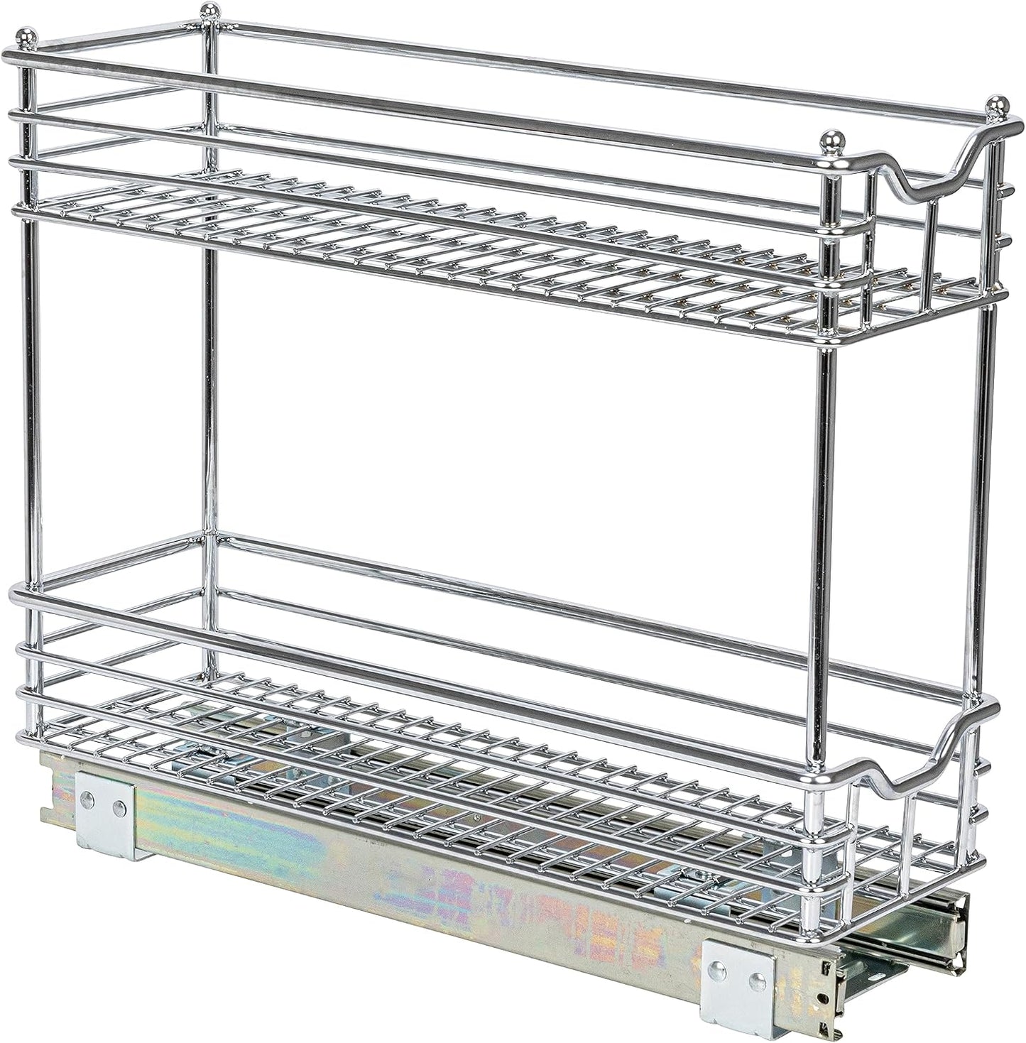 Household Essentials Glidez Multipurpose Chrome-Plated Steel Pull-Out/Slide-Out Storage Organizer for Cookware and Bakeware - 2-Tier Design - Fits Standard Size Cabinet or Shelf, Chrome