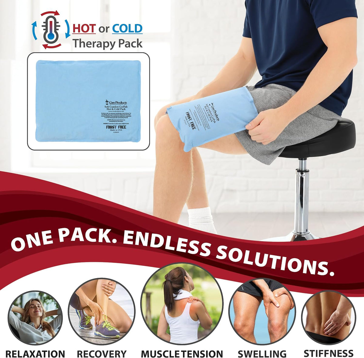 Reusable Hot & Cold Therapy Pack for Knee Back & Shoulder Pain-Trisectional
