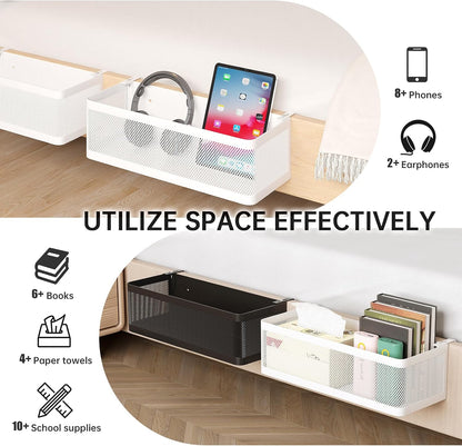 Bedside Caddy Shelf for Bunk Bed, White, L13.78in*W5.12in*H3.94in