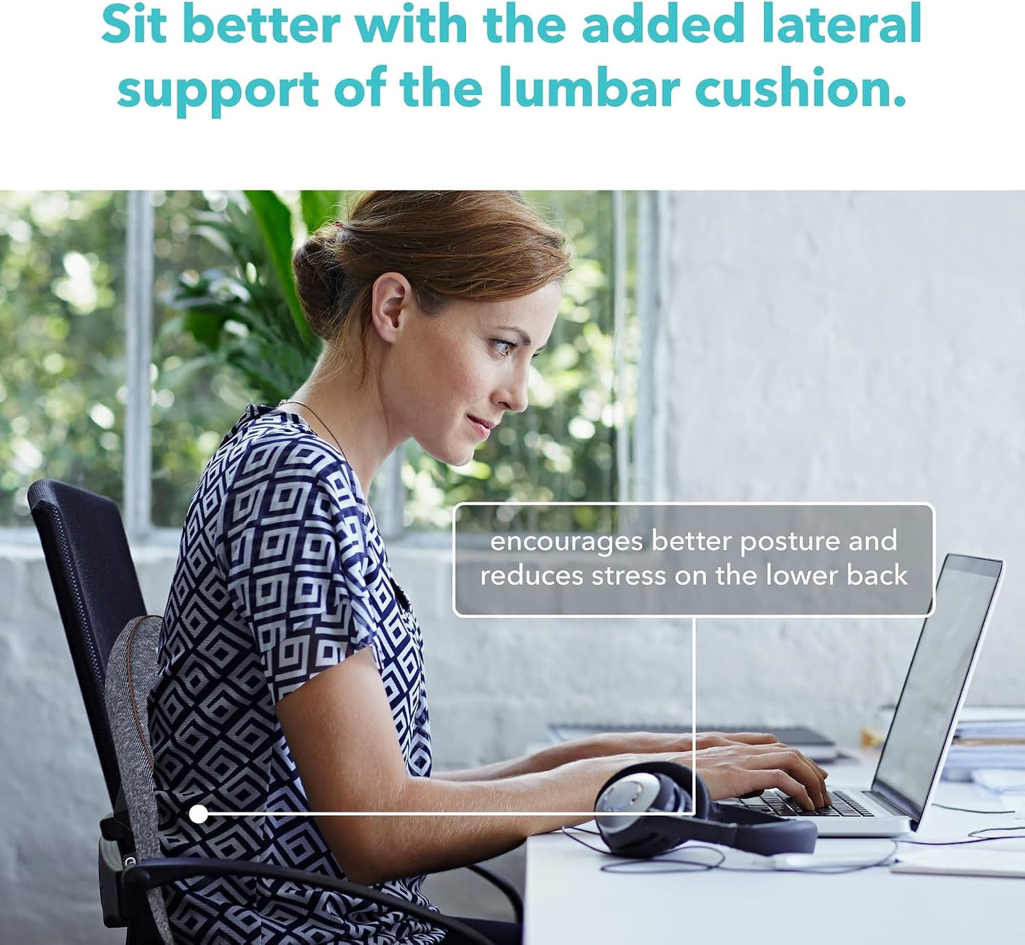 Cubii Cushii V2 Back Support Cushion for Back and Lower Back Pain Relief Universal Fit for Desk, Office, Kitchen Chairs, Couch Cushions with Advanced Lumbar Support