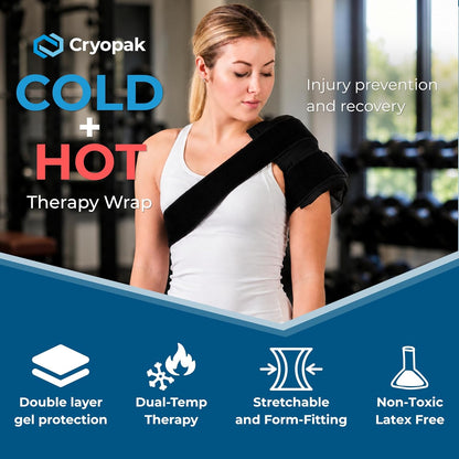 Cold and Hot Therapy Wrap, Black, Latex-Free, Non-Toxic, for Back, Abdomen, Hip, Sports Injury Prevention, Recovery (Back/Abdomen). kit Includes Flexible Gel Compress, Sleeve and Strap.