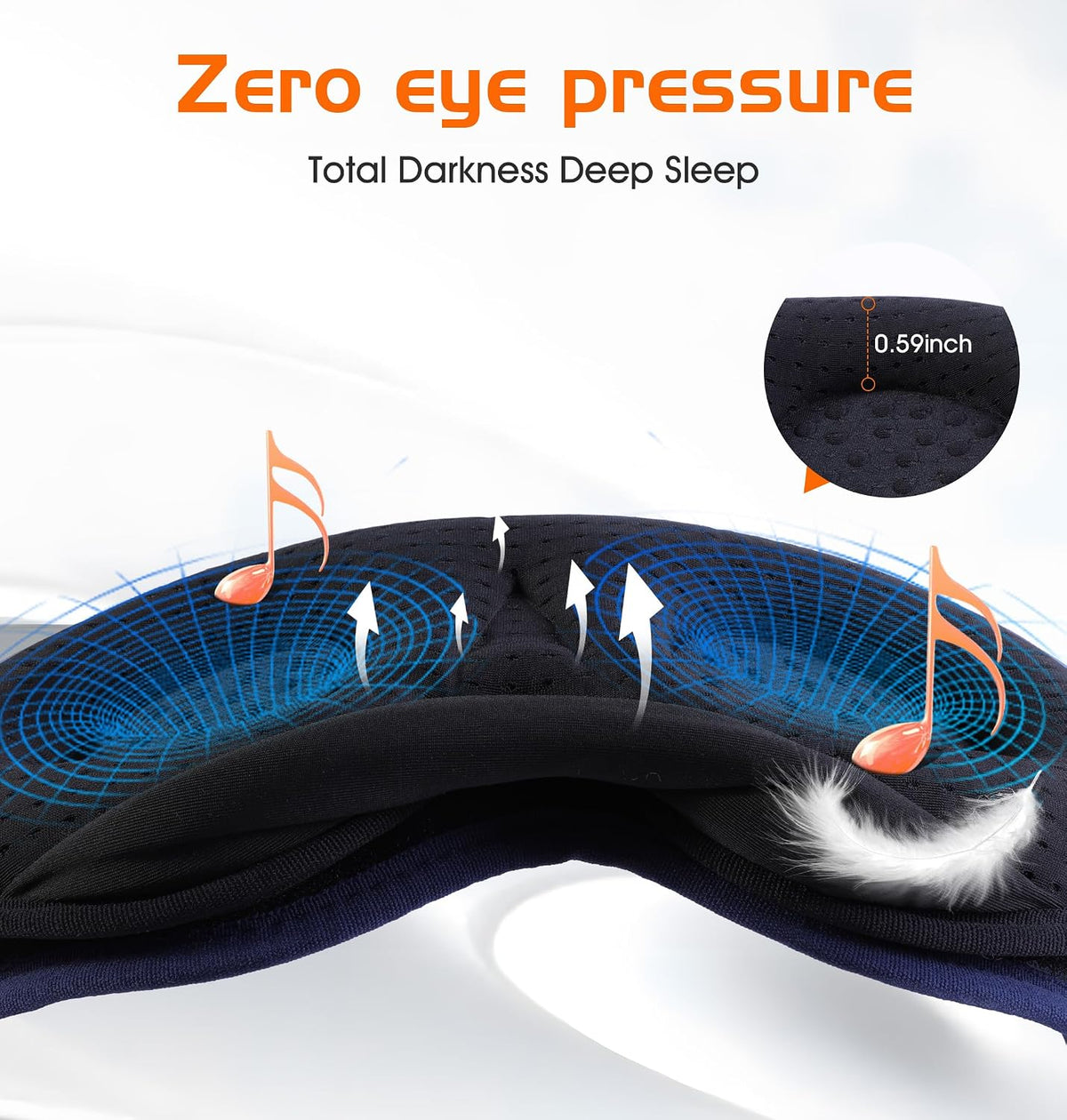 Bluetooth Sleep Mask with 2 Removable 3D Contoured Cup, Bamboo Cotton Bluetooth Sleep Headphones for Side Sleepers with Timming Setting, Blackout Eye Mask for Travel Meditation Men Women