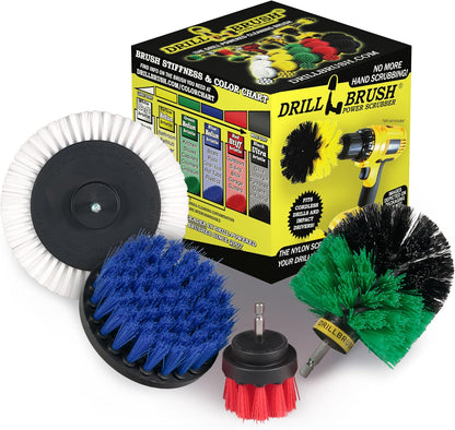 Yellow Drill Brush Attachments for Cleaning Shower, Grout Lines, Bathroom | Grout Cleaner Drillbrush Kit - Rotary Scrub Brush Tile Cleaner Drill Attachment for Crevices - Bathroom Tile Scrubber Set