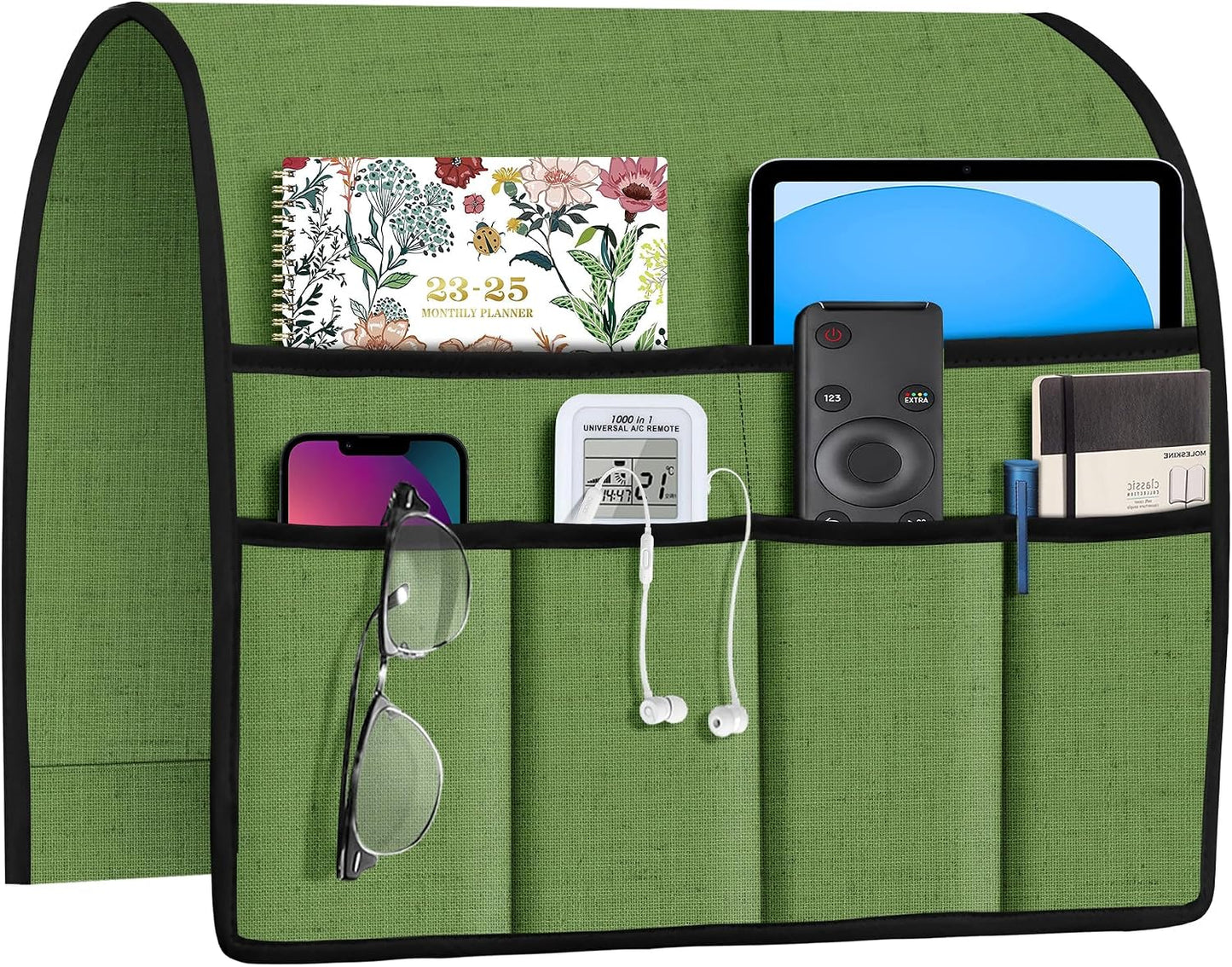 Joywell Remote Caddy Couch Remote Control Holder for Recliner Sofa Armrest Organizer Non Slip Arm Chair Caddie with 6 Pocket Storage for Magazine, Tablet, Phone, iPad, Black