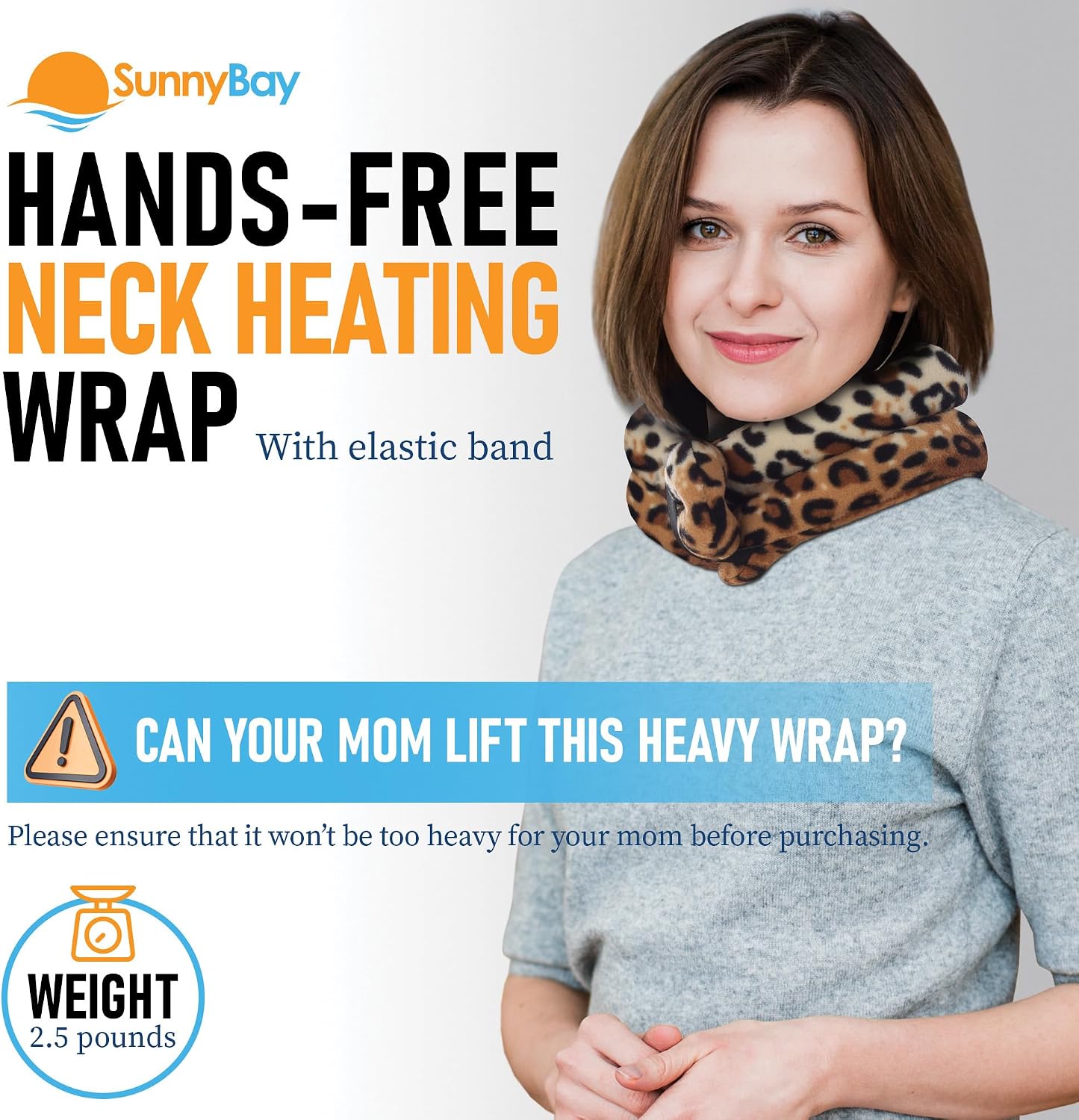 SunnyBay Microwave Heating Pad, Microwavable Heated Neck and Shoulder Wrap, Hands-Free Weighted Moist Hot or Cool Pack, Soft Fleece Cover and Flaxseed Filling, 26 Inch Length, SkyBlue