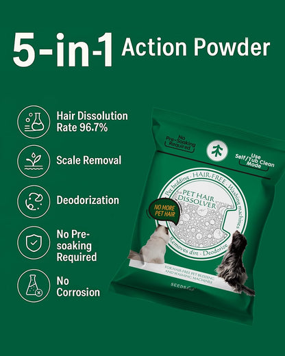 Washing Machine Cleaner for Pet Hair, 6-Month Supply | Pet Hair Dissolver Powder for Washer Drum & Pet Bedding, Removes Odor, Scale & Residue, HE/Front/Top Load, 6 Sachets