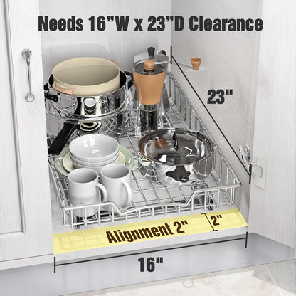 Simple Houseware Under Cabinet Pull Out Sliding Shelf, 21" Dx11 W, Chrome