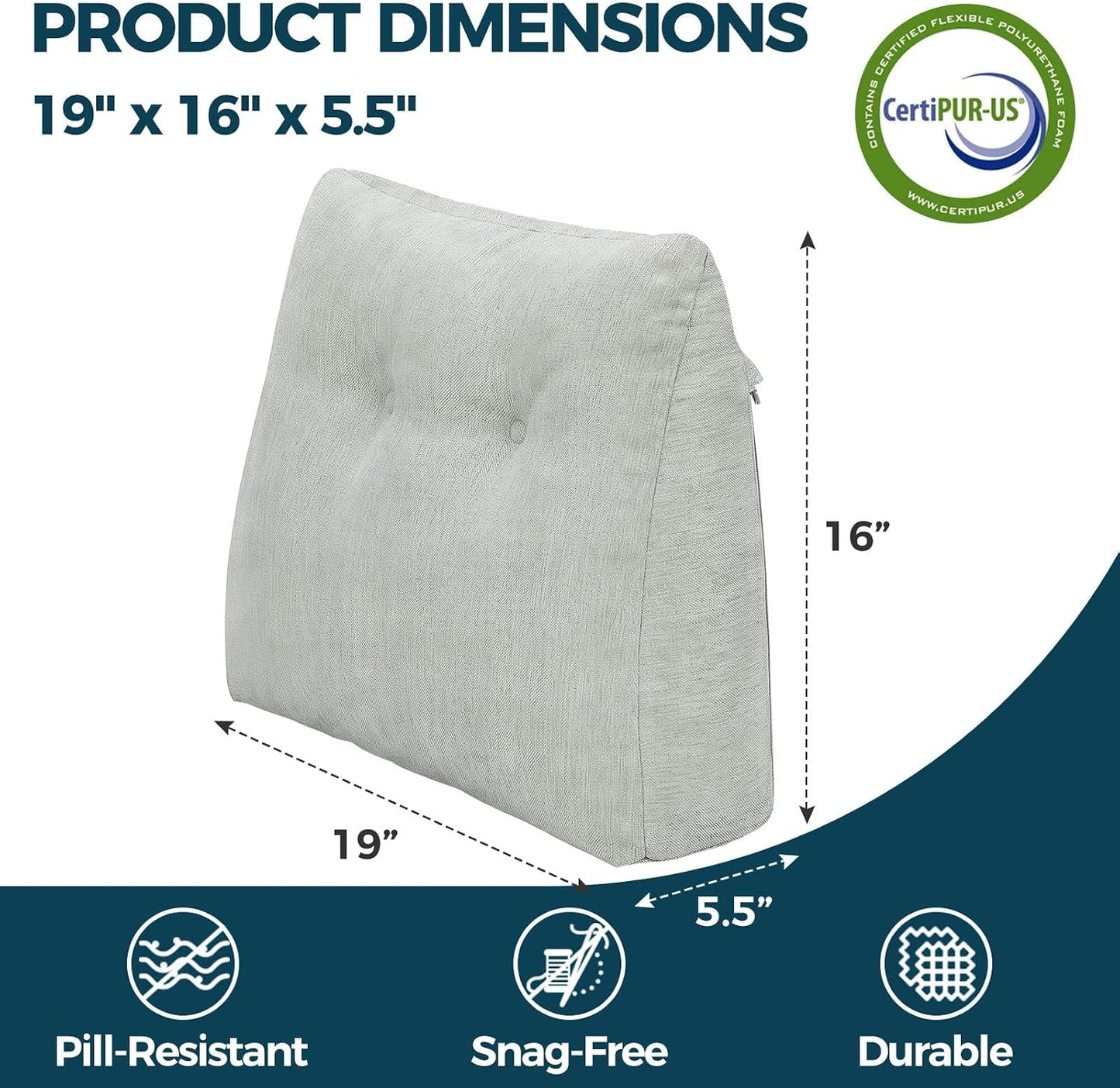 Back Support Pillow for Recliner Soft Dual Layer Lumbar Support Pillow with Shredded Memory Foam Ergonomic Orthopedic Couch Lumbar Cushions for Elderly Lower Back Pain Relief Dark Grey