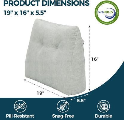 Back Support Pillow for Recliner Soft Dual Layer Lumbar Support Pillow with Shredded Memory Foam Ergonomic Orthopedic Couch Lumbar Cushions for Elderly Lower Back Pain Relief Dark Grey
