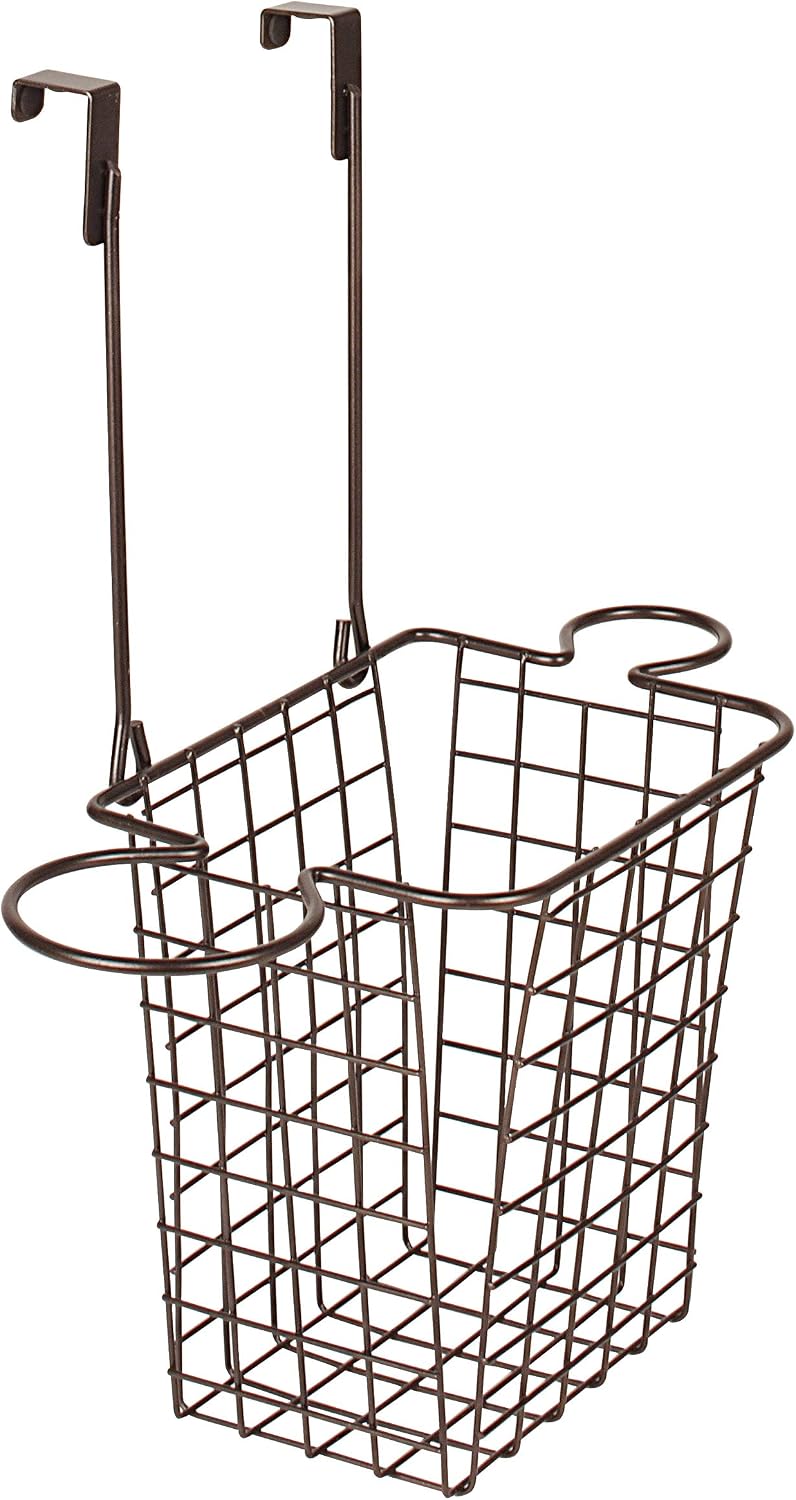 Spectrum Grid Over the Cabinet Styling Station (Satin Nickel) - Tall Bathroom & Under Sink Organizer for Hair Dryer, Beauty Tools, Accessories, & Home Essentials