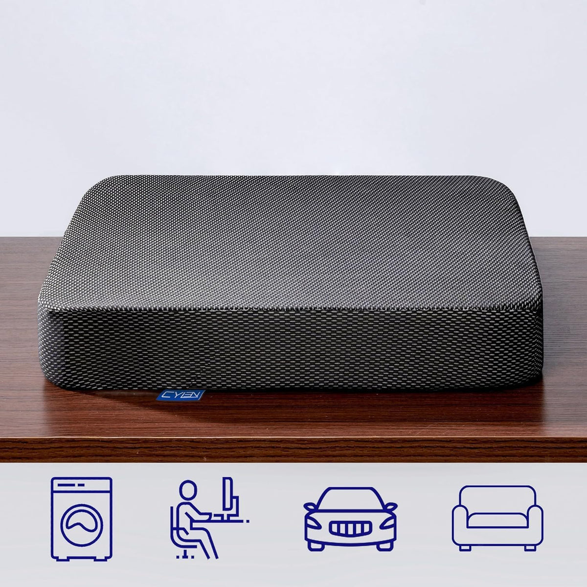 Ifoam Gel Infused Memory Foam Layer Wheelchair Cushion - Seat Cushion for Wheelchair-OfficeChair, Kitchen Chair-Pressure Sore and Tailbone Pain Relief-High Dense Polyfoam Base (Black,18x16x3 inch)