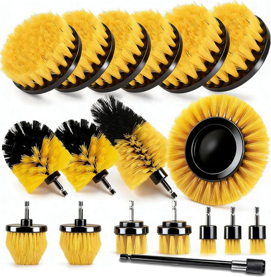 18 Pack Drill Brush Attachment Set, Power Cleaning Scrub Brushes for Drill, Extend Long Attachment, All Purpose for Car Detailing, Bathroom, Carpet, Tile Grout, Sinks, Corners