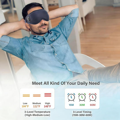 Heated Eye Mask, USB Heating Eye Mask with 3 Heating Mode,3D Contoured Sleep Mask,Hot Eye Compress Mask for Men Women with Timer for Dry Eye,Tired Eyes,MGD, Dark Circles,Puffiness