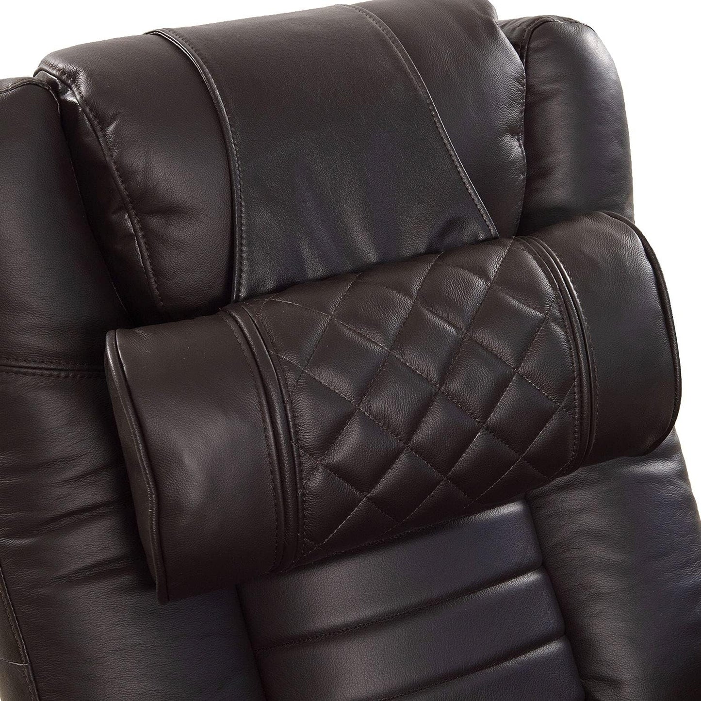 Octane Seating Pillow for Recliner Chairs | Diamond Stitching | Brown Italian Leather