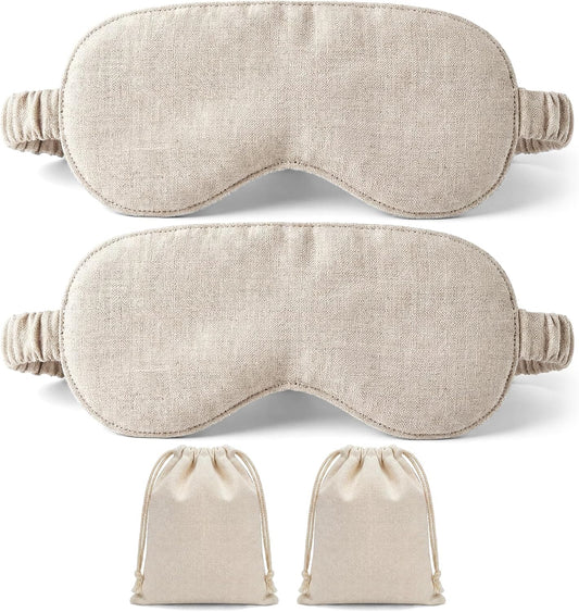2 Set Pure Linen Sleep Mask Organic Cotton Eye Cover Gift,Linen