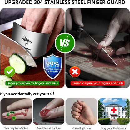 MAD SHARK 2pcs Chef Finger Guards for Cutting aid | Stainless Steel Protectors for Cutting, Avoid Hurting, Slicing and Chopping Kitchen Tools