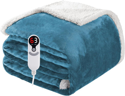Soypipo Electric Heated Throw Blanket 50"x60", Faux Fur Plush with 4 Heat Settings & 2/4/8/10H Auto Shut-Off, Overheat Protection, Machine Washable, for Office & Chair, Dark Grey