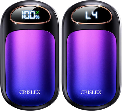 CRISLEX Electric Hand Warmers Rechargeable 2 Pack, 4 Levels Fast Heat, Reusable Hand Warmers with LED Display, Portable Magnetic Pocket Heater, Gifts for Christmas, Men, Women, Raynauds, Hunting, Golf