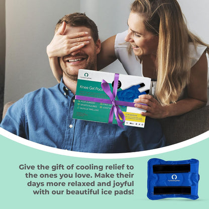 Foot and Ankle Gel Pack - Reusable Gel Ice Pack with Elastic Fastener - Cold Packs for Post-Surgery or Sport Injuries, Flexible Ice Packs - Foot Wrap and Ankle Ice Pack Wrap Compression - 1 Pack Blue