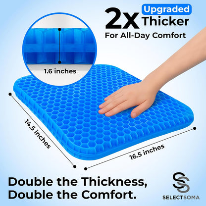 Gel Seat Cushion for Long Sitting, Pressure Relief for Tailbone and Back
