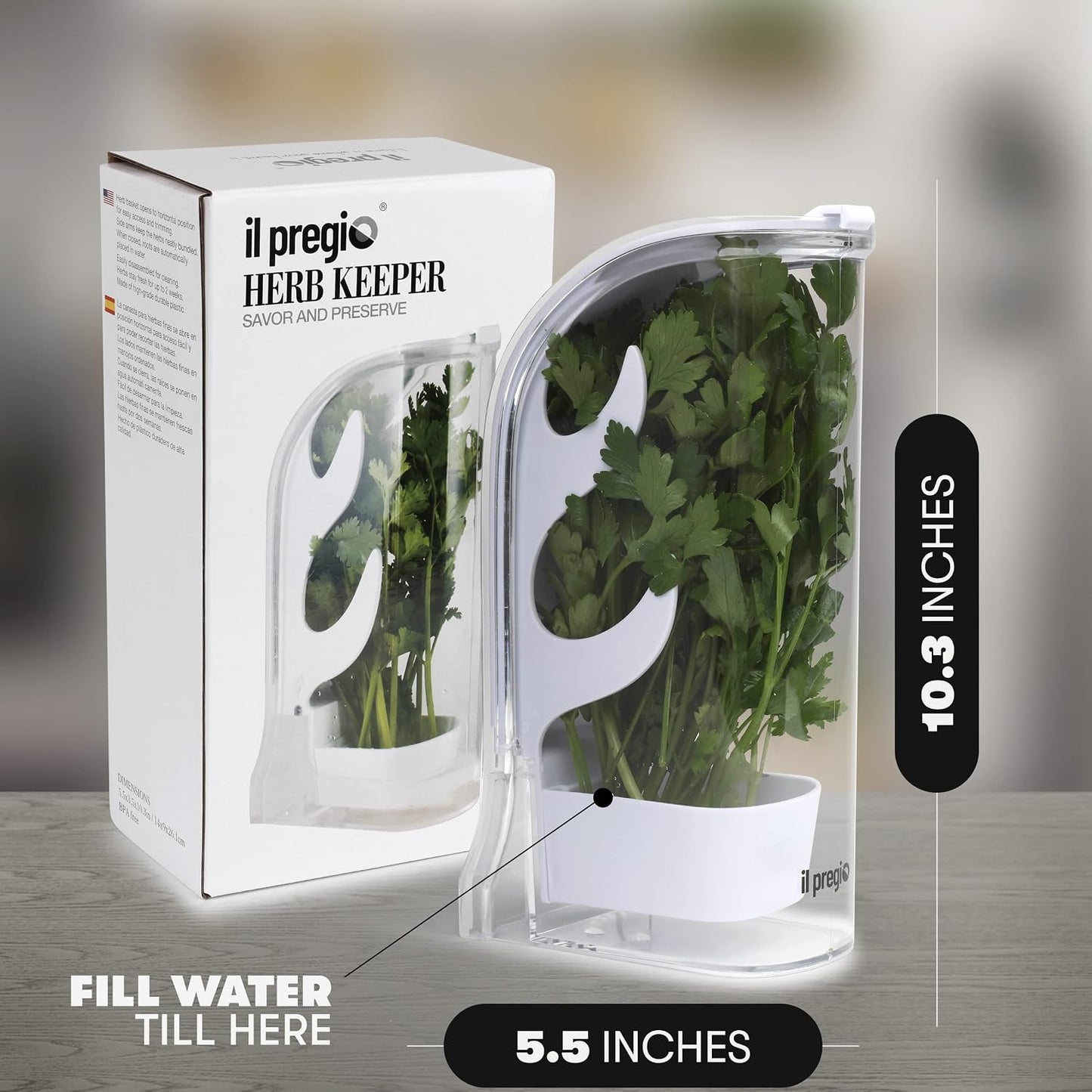 Fresh Herb Keeper – Long - Lasting Plastic Herb & Green Preserver (Cilantro, Mint, Parsley, Asparagus & More)
