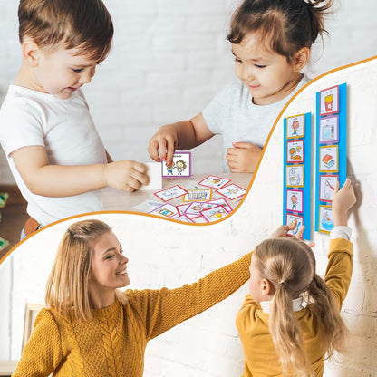 35 Pieces Visual Schedule Cards Routine Cards Home Chore Chart Routine Autism Learning Materials with 35 Pieces Hook and Loop Dots(Cute Style,Blue)