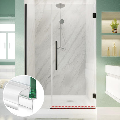 Bathroom Shower Glass Door Bottom Seal Strip, 2PCS 36 Inch Long Clear PVC Seal Strips for 5/16"(8mm) - 3/8"(10mm) Thick Framless Glass Door Panel