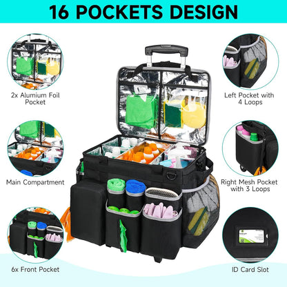 Cleaning Caddy Bag, Extra Large Cleaning Supply Bag for Housekeepers,Black | Sturdy Cleaning Caddy Organizer for Cleaning Supplies with Handle and Adjustable Shouder Strap, Easy to Clean Design