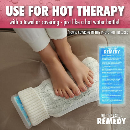 Perfect Remedy Gel Ice Packs for Injuries with Strap Cover, Flexible Hot Cold Compress, Soothing Soft Ice Packs for aid in Injuries Conditions, Alternative to Hot Water Bottles (Blue, Regular)