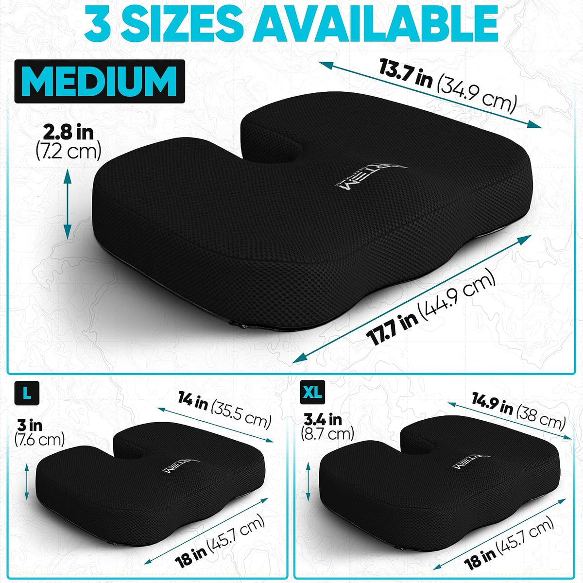 FORTEM Seat Cushion, Office Chair Cushion for Tailbone Sciatica Pain Relief
