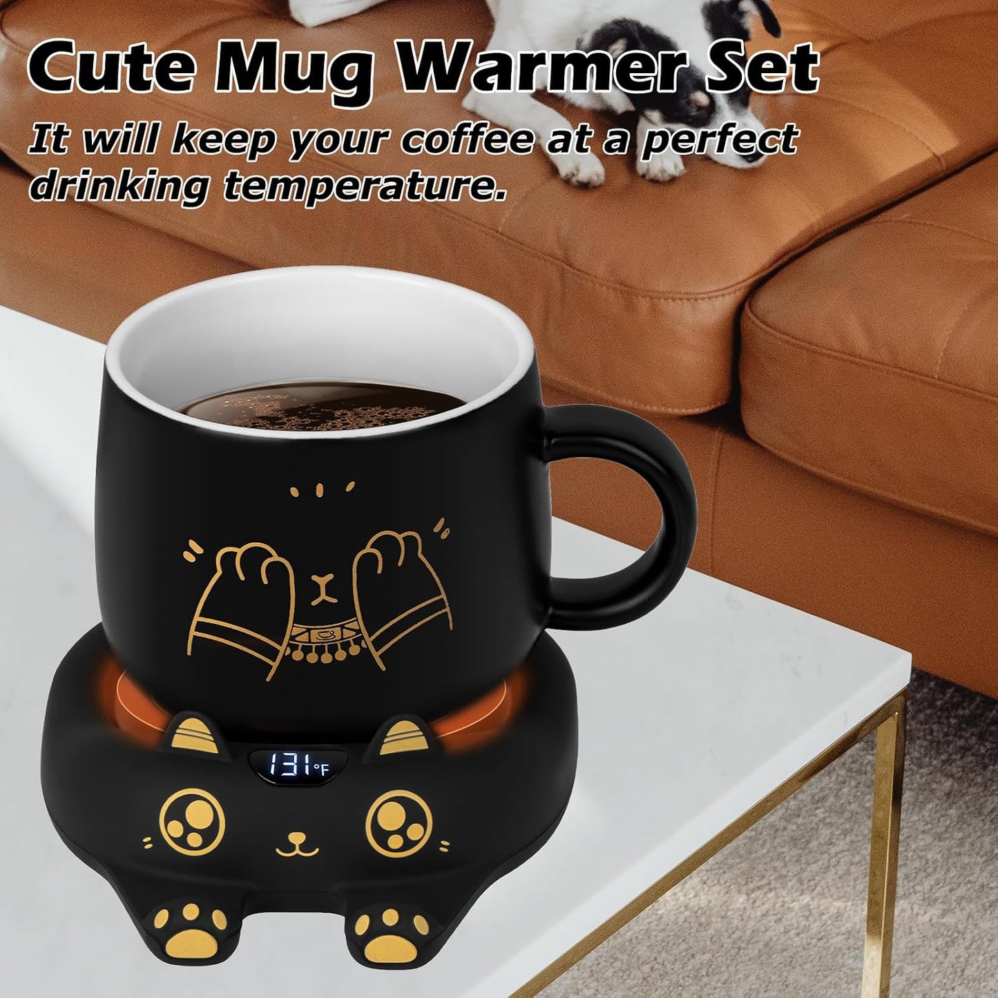 PUSEE Mug Warmer,Coffee Warmer for Desk Candle Warmer Auto Shut Off,Coffee Cup Warmer with 3 Temp Settings,Electric Beverage Warmer Plate for Coffee,Tea,Water Milk and Cocoa(Not Include Cup)