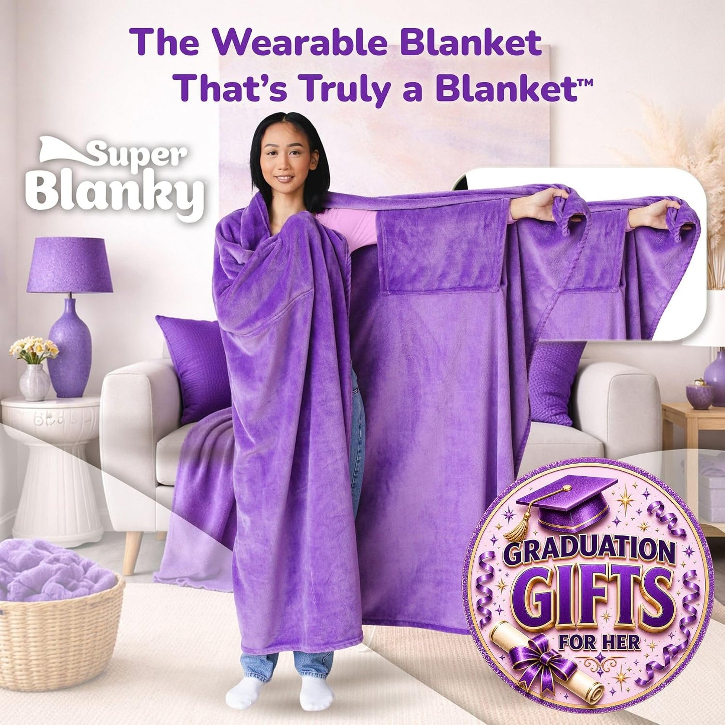 Wearable Blankets for Women & Men, Graduation Day Gift for Her, Cozy Gifts for Women, Wife Birthday Gifts Ideas