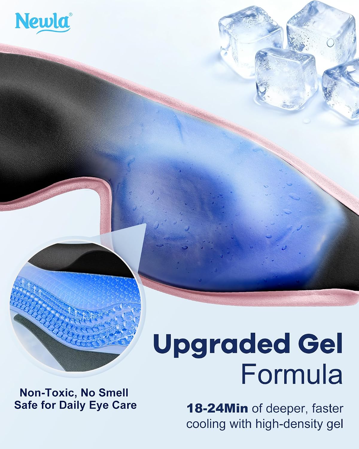 Cooling Gel Eye Mask for Puffy Eyes, Larger Full-Eye Contour Cold Compress | Ice-Cold Gel Therapy, Forehead & Upper Cheek Cooling Relief, Reusable Ice Pack for Eyes, FSA Eligible Items HSA, Black