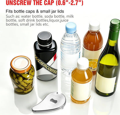 Uinxan 5 in 1 Bottle Opener for Small Jar Lid, Beer, Can Tab, Vacuum Seals | Effortlessly Opens Screw Caps(0.6"-2.7"), Stainless Steel Multi Portable Tool,Ideal for Seniors & Weak Hands (Silver)