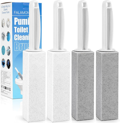 3 Pack Pumice Stone for Toilet Bowl Cleaning with Handle, Scouring Stick Remove Toilet Bowl Hard Water Rings, Calcium Buildup and Rust for Cleaning Toilet, Bathroom, Kitchen Sink, Grill (Gray)